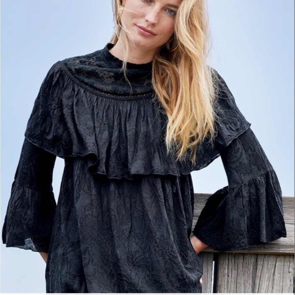 Soft Surroundings black lace layered top